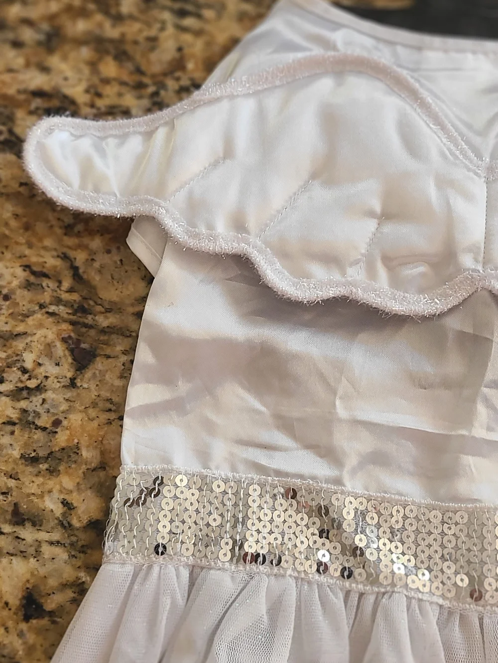Celebrate It White Angel Dog Costume with Sequin Waistband and Halo Headband